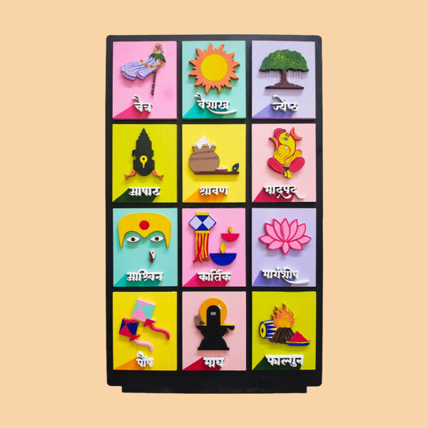 Marathi Mahine Makhar | Hand-Painted | MDF Wooden | DIY - Image 3